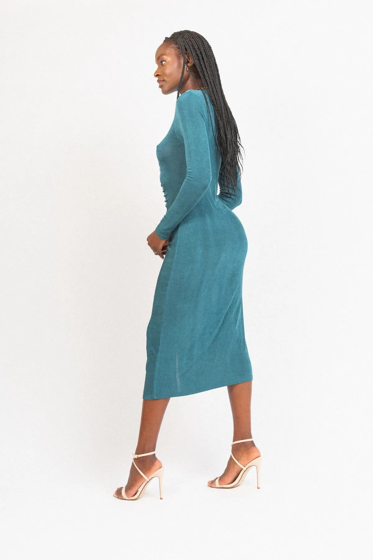 Long Knit Bd Dress in Teal