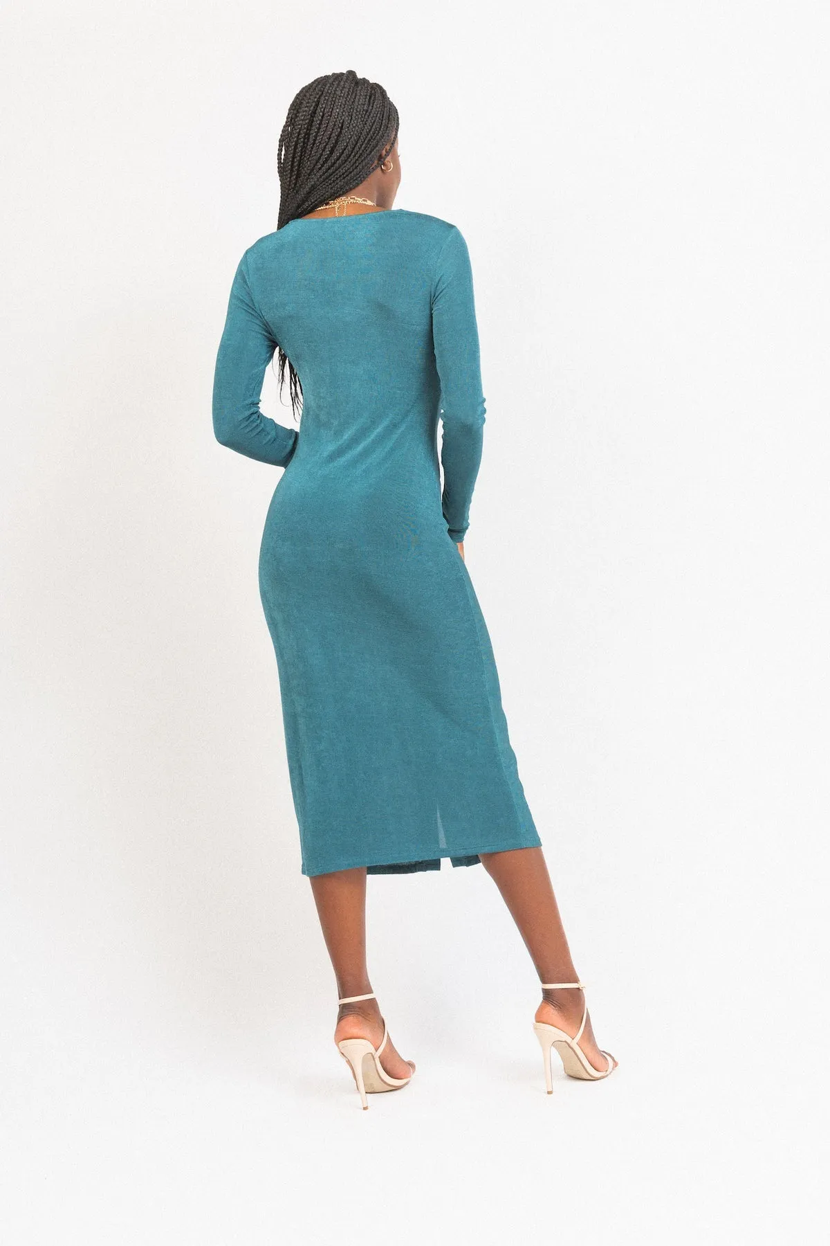 Long Knit Bd Dress in Teal