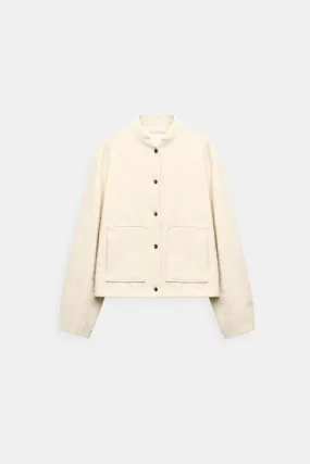 Luxury Button Pockets Stand Collar Bomber Jacket