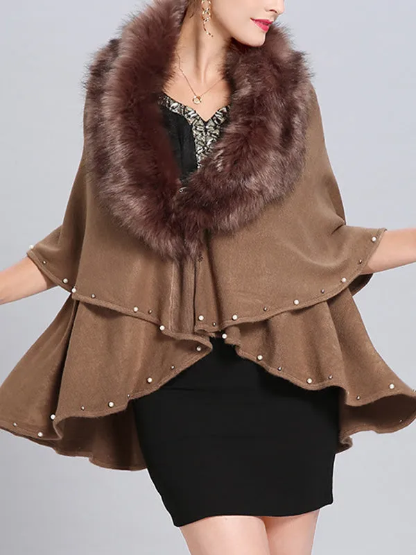 Malona Tail Neck Peplum Poncho Plus Size Cape Cardigan