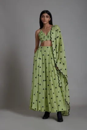 Mati Club Counter Lehenga Set-Green (3 PCS)