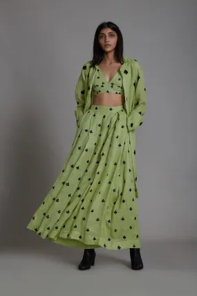 Mati Club Cover Lehenga Set-Green (3 PCS)