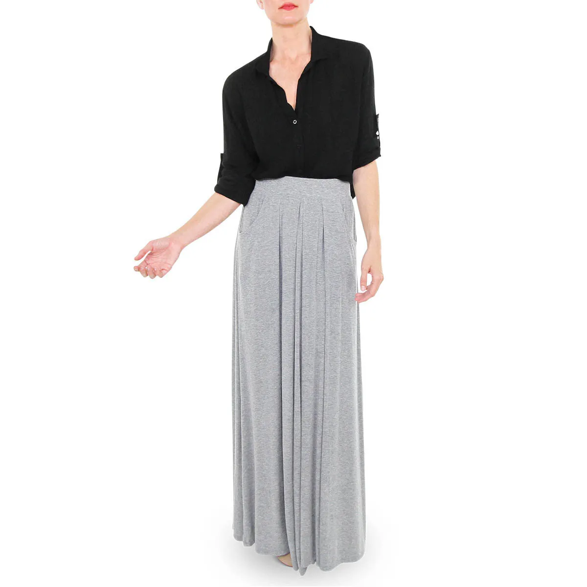 Maxi Skirt with Front Pleats