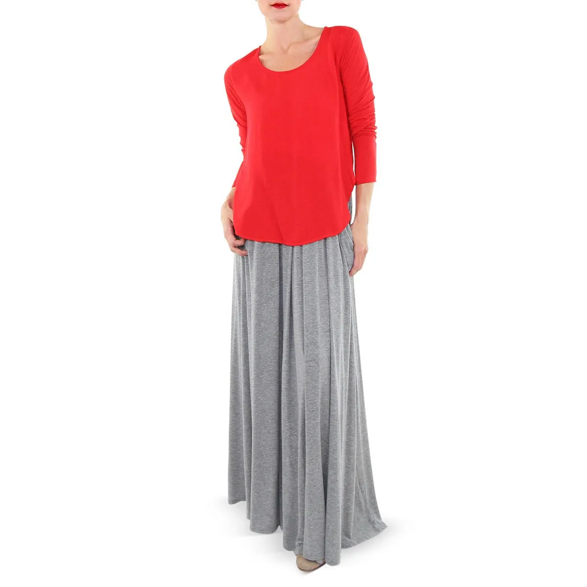 Maxi Skirt with Front Pleats