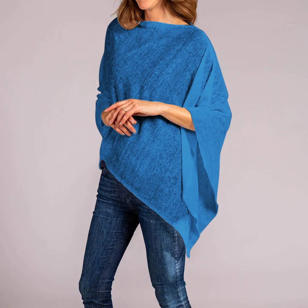 Mediterranean Blue Linen Poncho