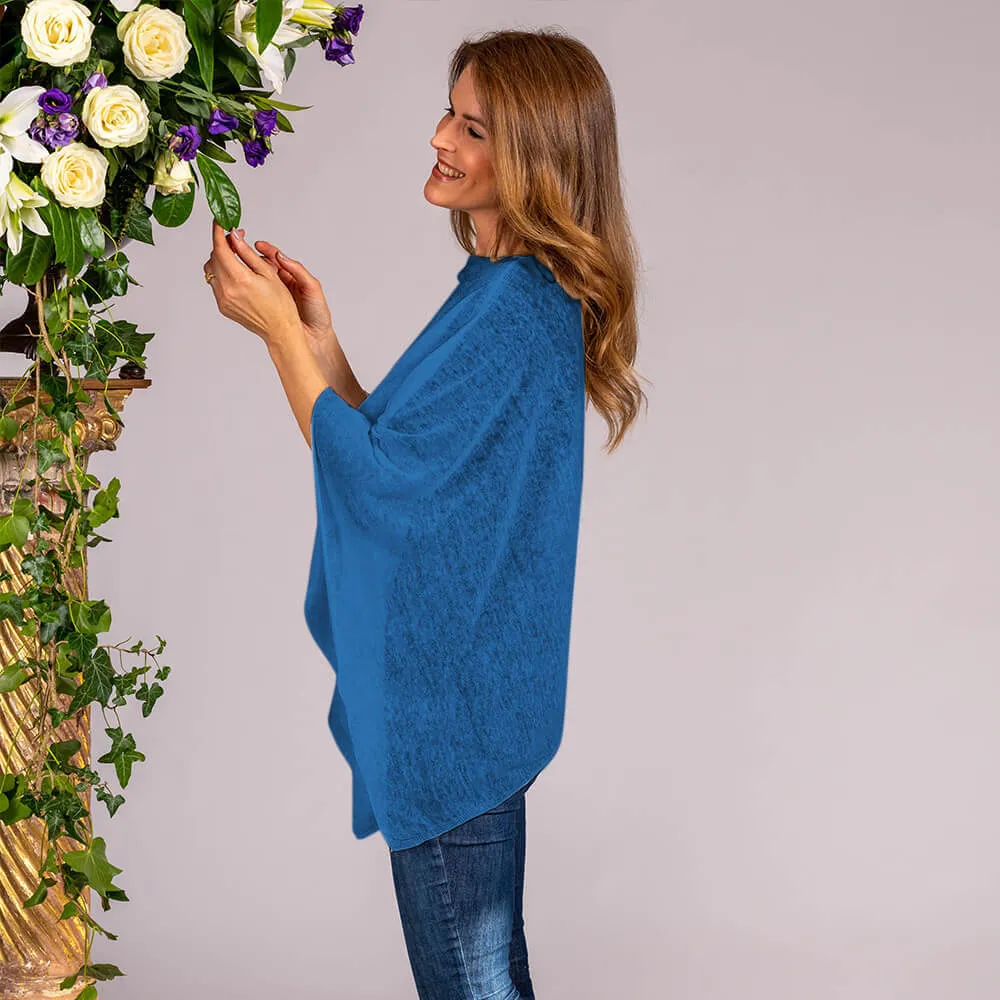 Mediterranean Blue Linen Poncho