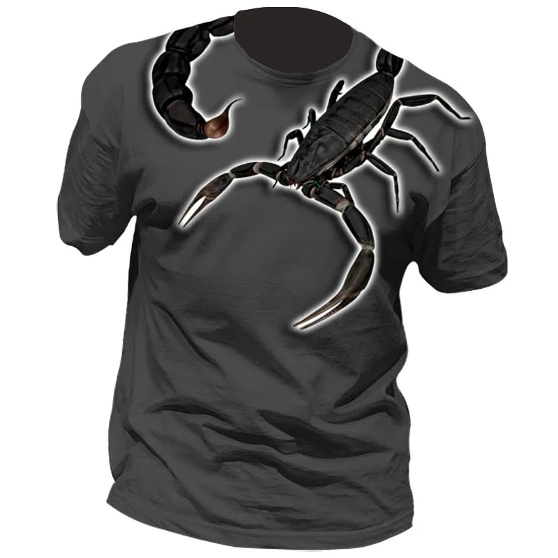 Men's T-shirts Classic Animal Scorpion 3D Printed T Shirt Summer Short-Sleeved Hip-Hop T-shirt Streetwear Unisex