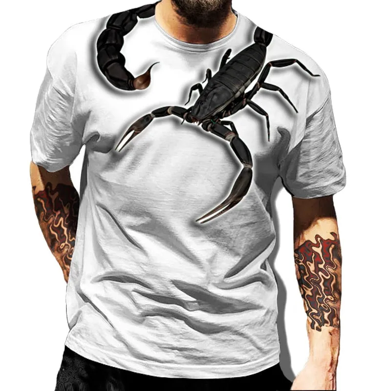 Men's T-shirts Classic Animal Scorpion 3D Printed T Shirt Summer Short-Sleeved Hip-Hop T-shirt Streetwear Unisex