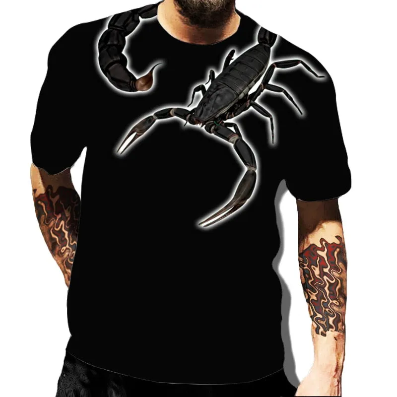 Men's T-shirts Classic Animal Scorpion 3D Printed T Shirt Summer Short-Sleeved Hip-Hop T-shirt Streetwear Unisex