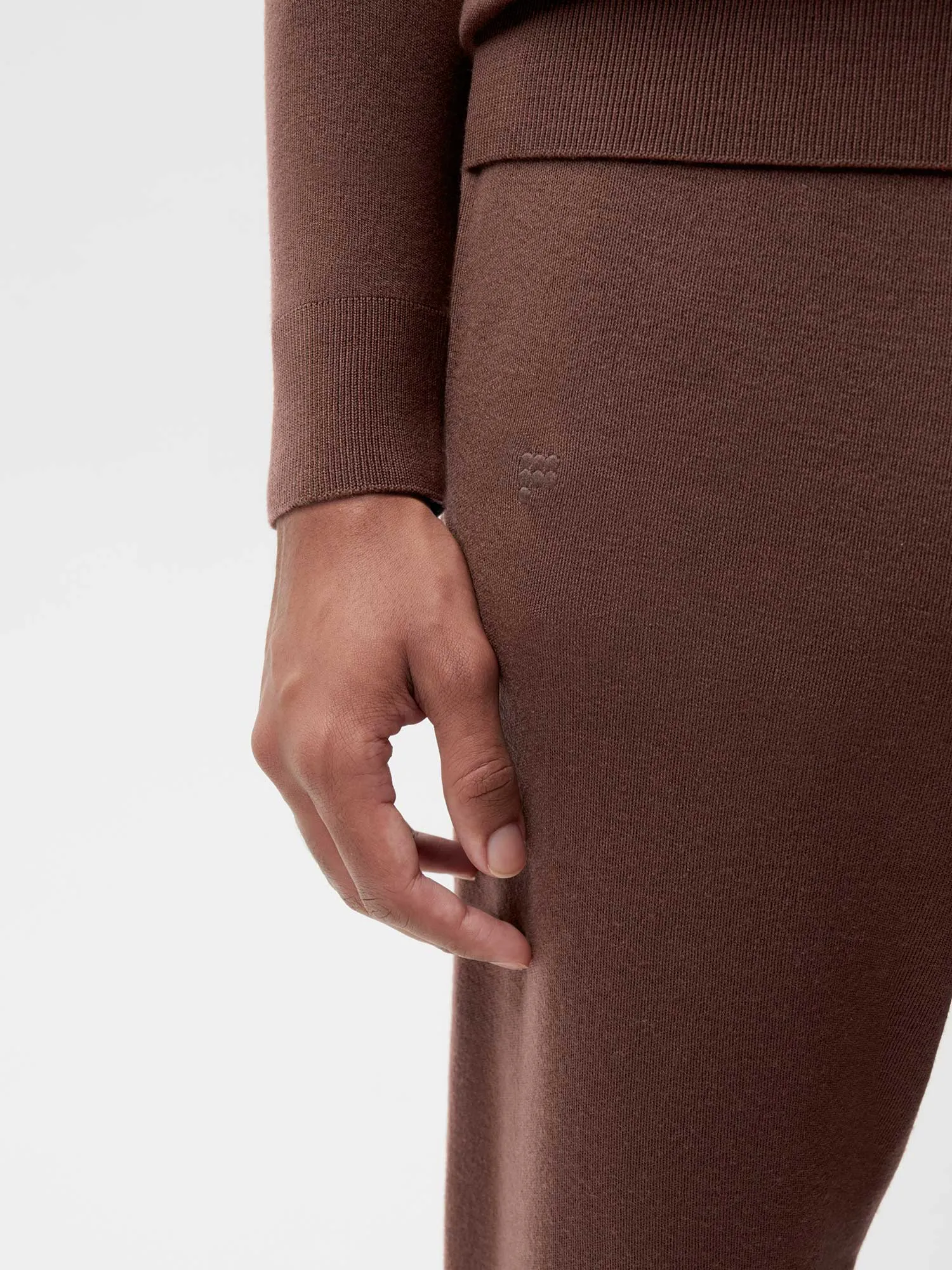 Merino Wool Track Pants—chestnut brown