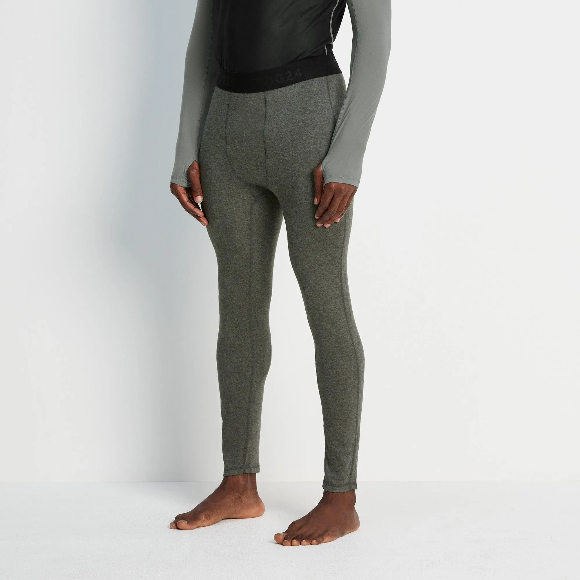 Meru Mens Cashmere Touch Base Layer Leggings - Dark Grey Marl