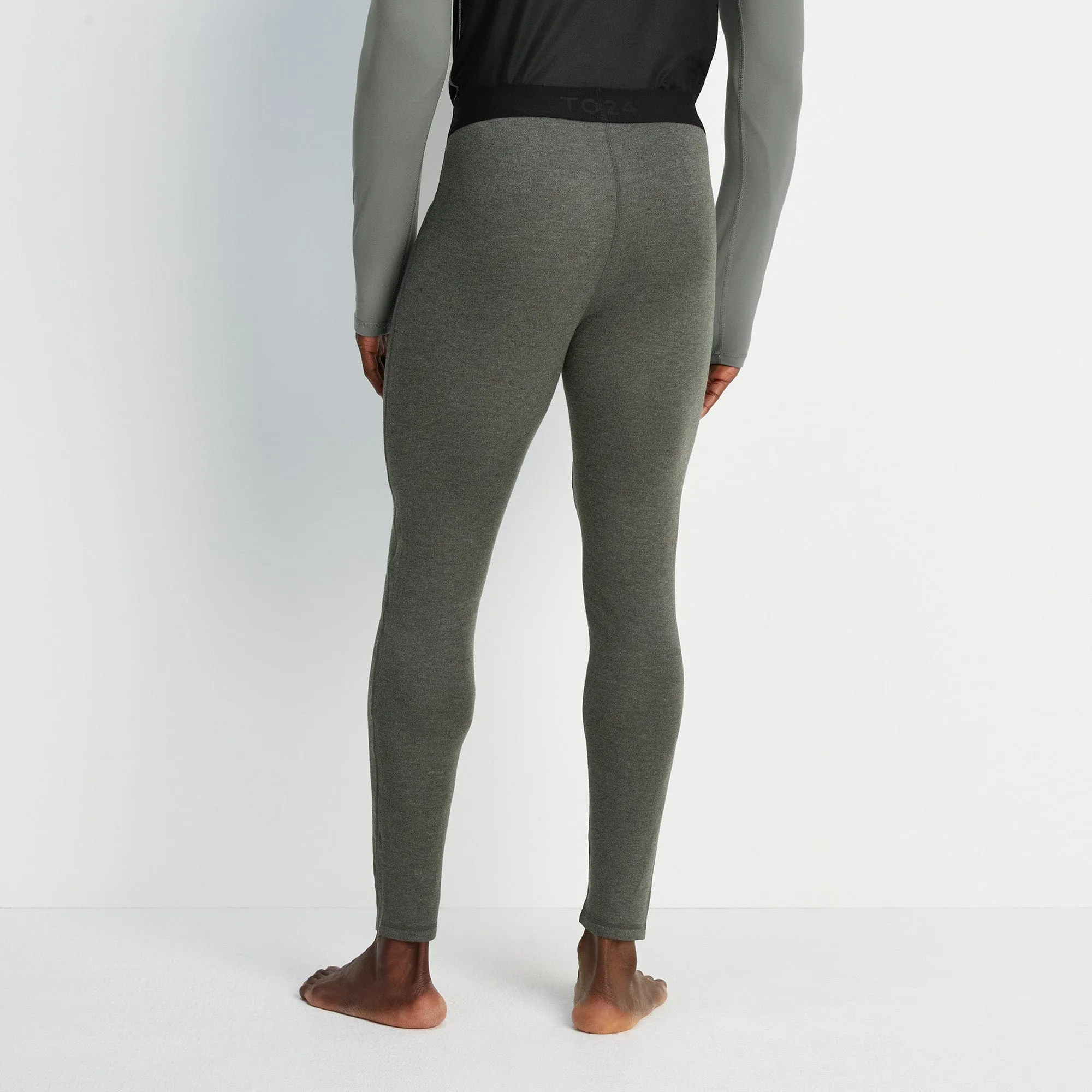 Meru Mens Cashmere Touch Base Layer Leggings - Dark Grey Marl