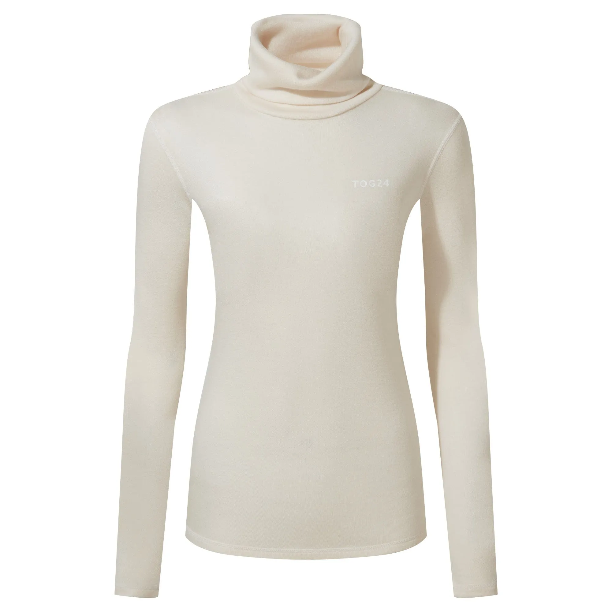 Meru Womens Cashmere Touch Base Layer Roll Neck - Off White