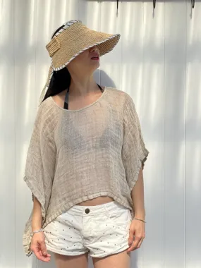 Mesh Linen Poncho | Natural