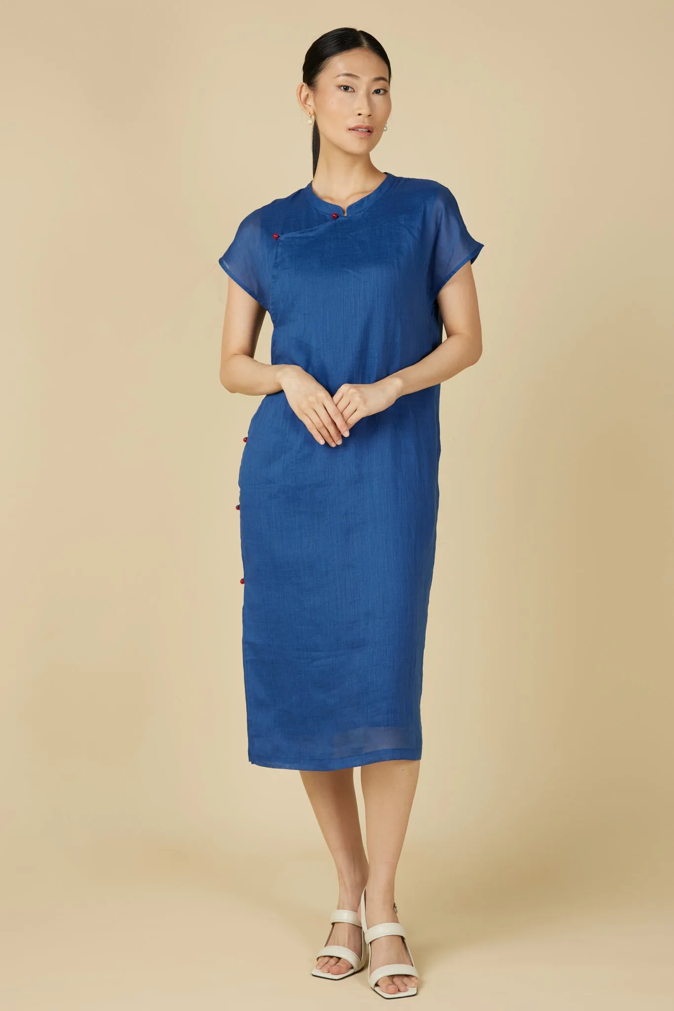 Minimalist Cheongsam Dress in Blue