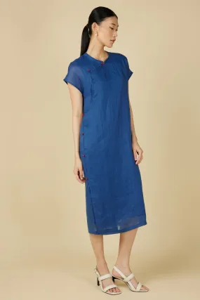 Minimalist Cheongsam Dress in Blue