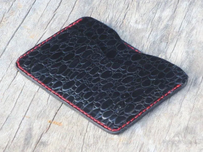 Minimalist Wallet, Alligator Texture wallet Minimalist Wallet Women, Minimalist Wallet Black Men Slim Wallet, Leather TACTICAL CARD HOLDER