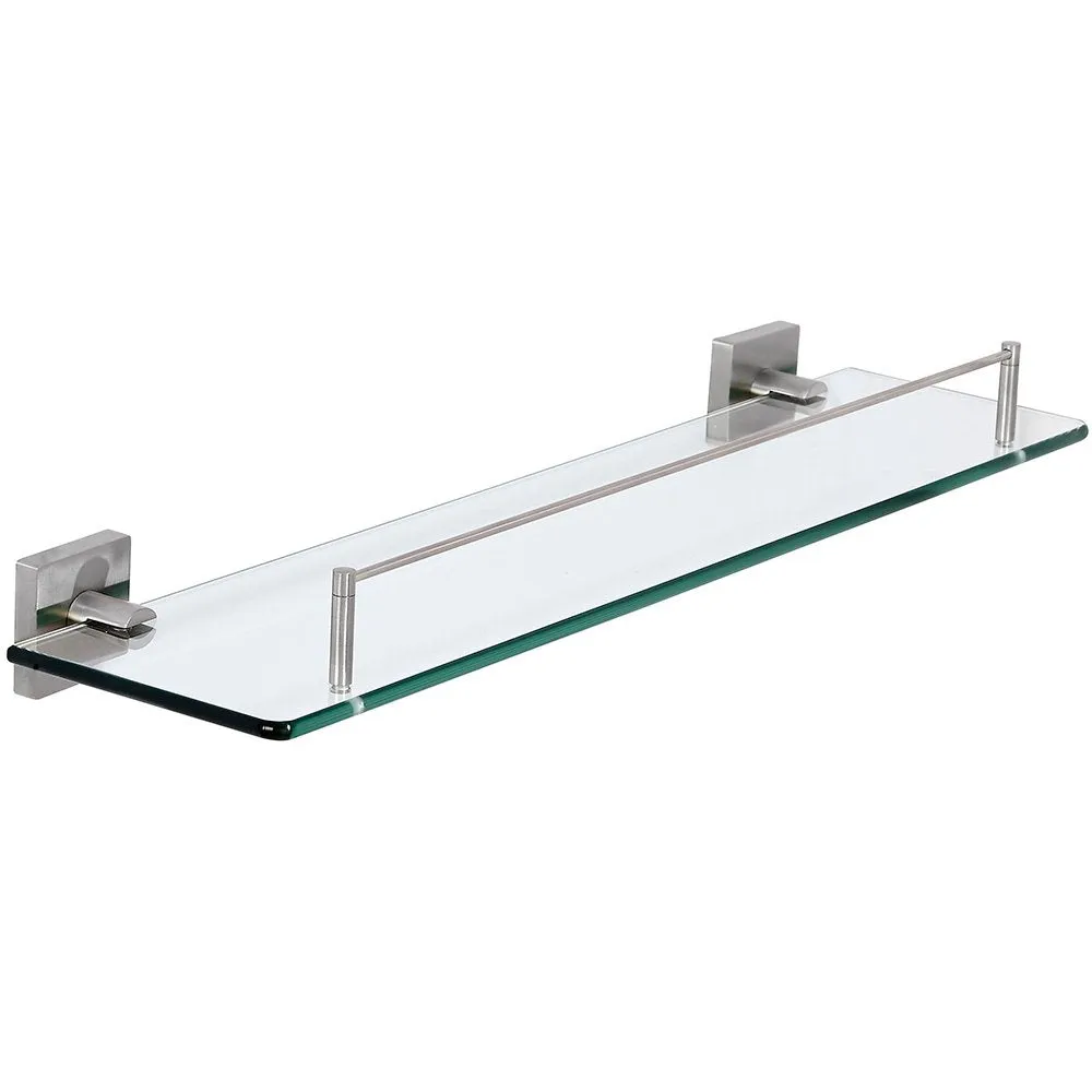 Modern Flat Brushed Glass Shelf | Clean Lines & Premium Quality Stainless Steel Towel