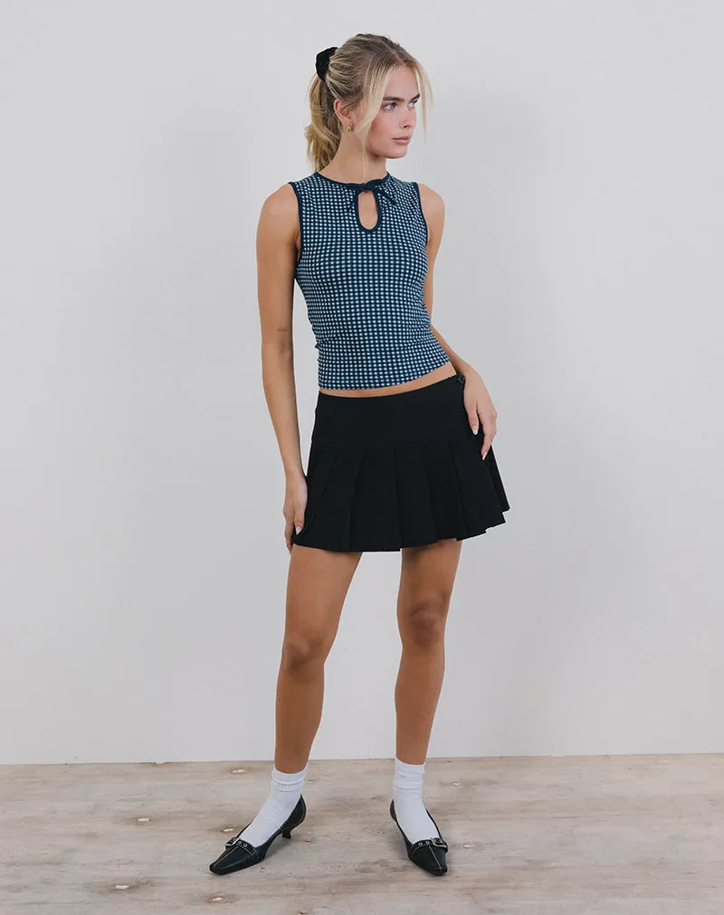 Monsela Top in Mini Gingham Dark Blue