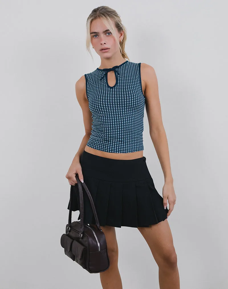 Monsela Top in Mini Gingham Dark Blue