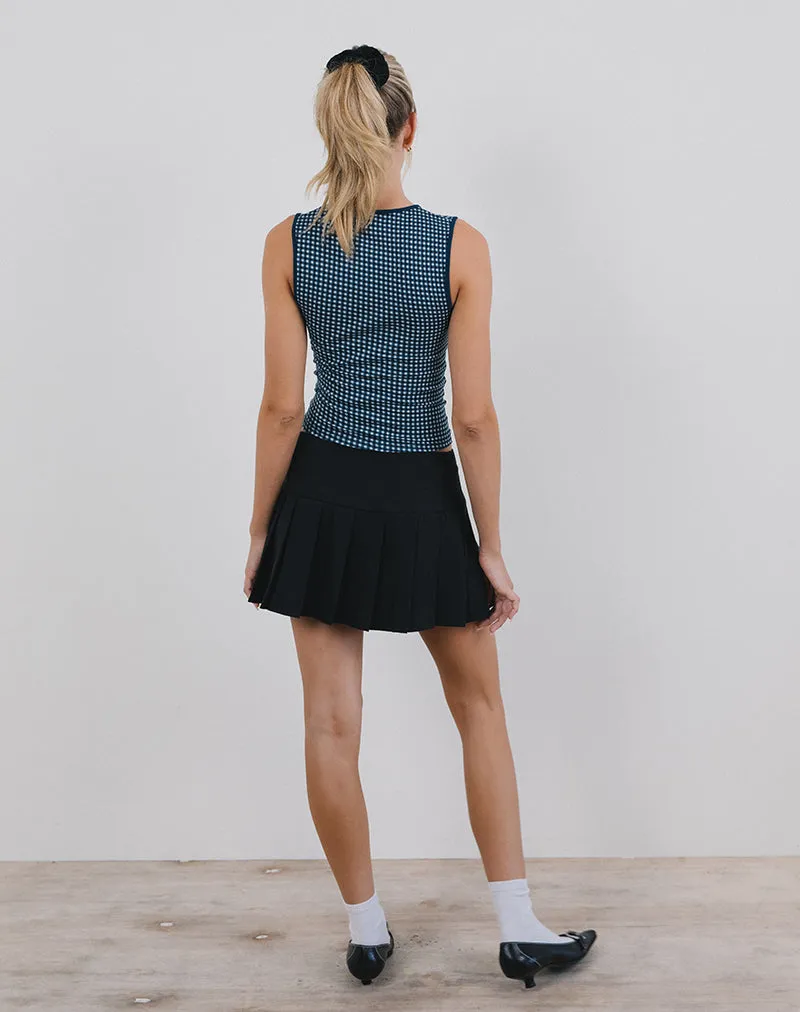 Monsela Top in Mini Gingham Dark Blue