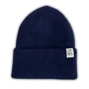 Navy Flat Knit Beanie