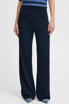 NAVY WIDE LEG KNIT PANT