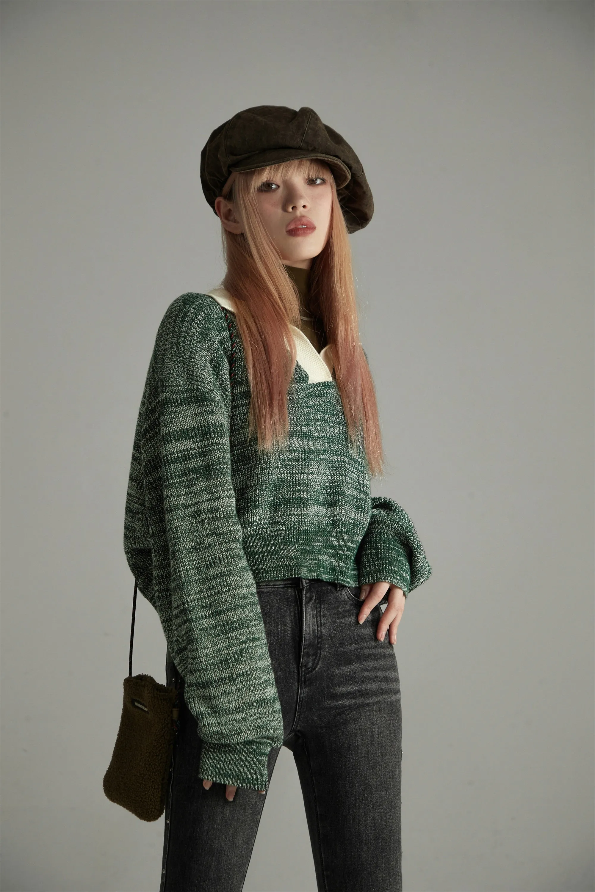 Noe Collar Crop Knit Sweater