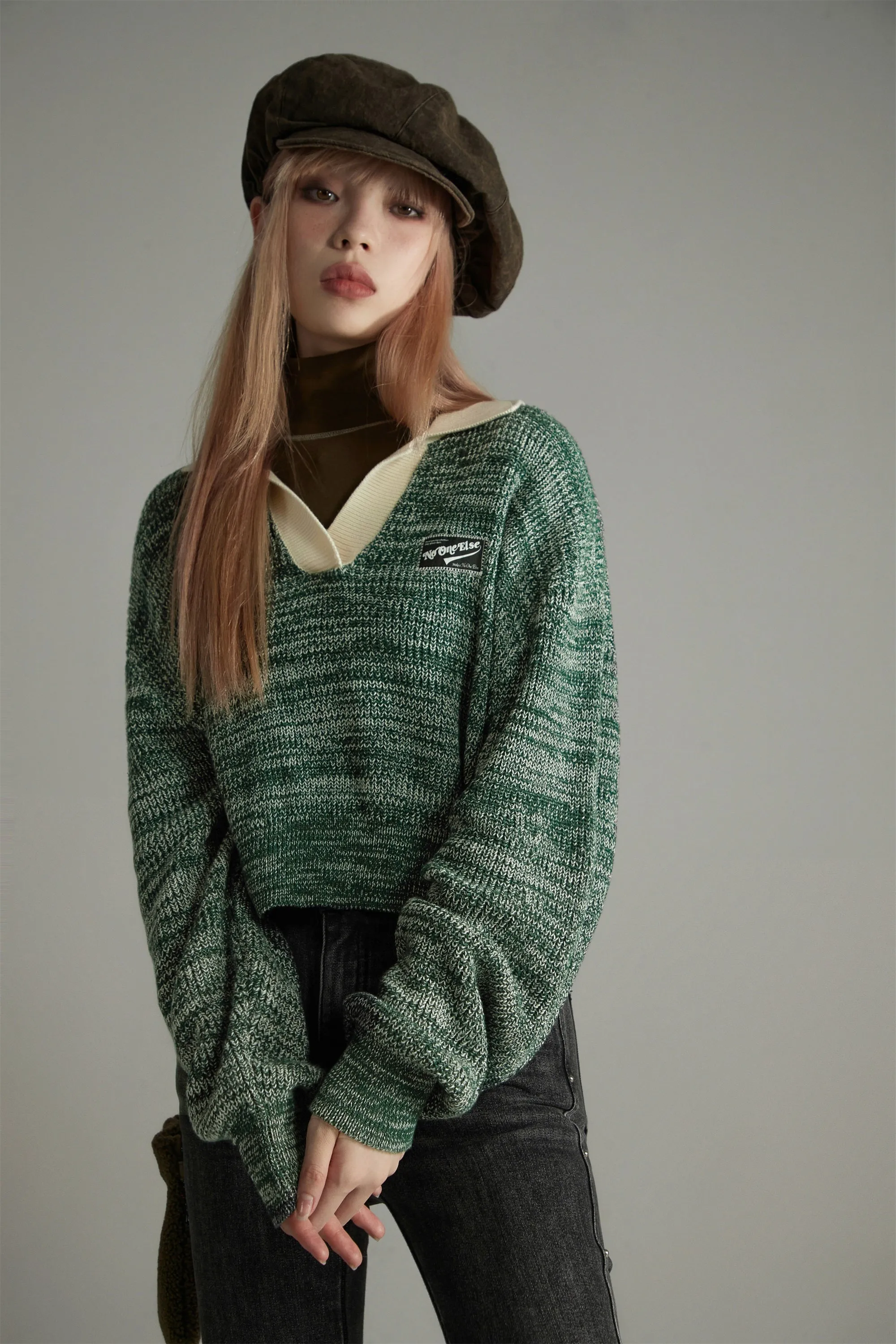 Noe Collar Crop Knit Sweater