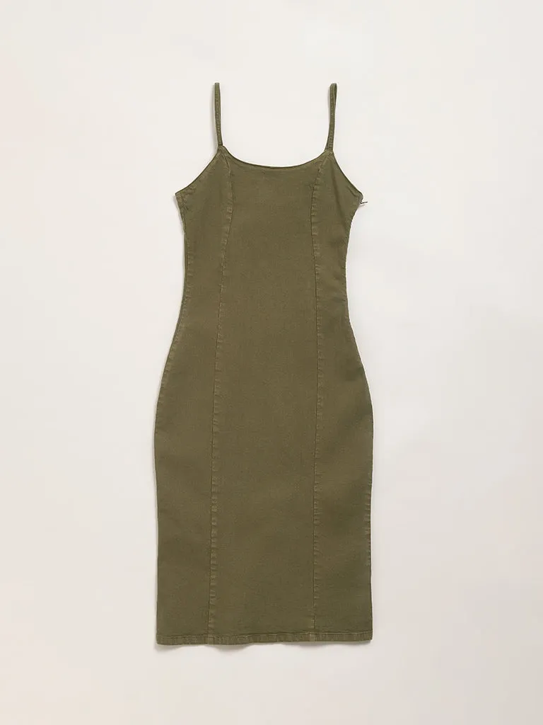 Nuon Olive Bodycon Denim Dress