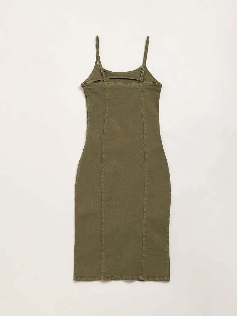 Nuon Olive Bodycon Denim Dress