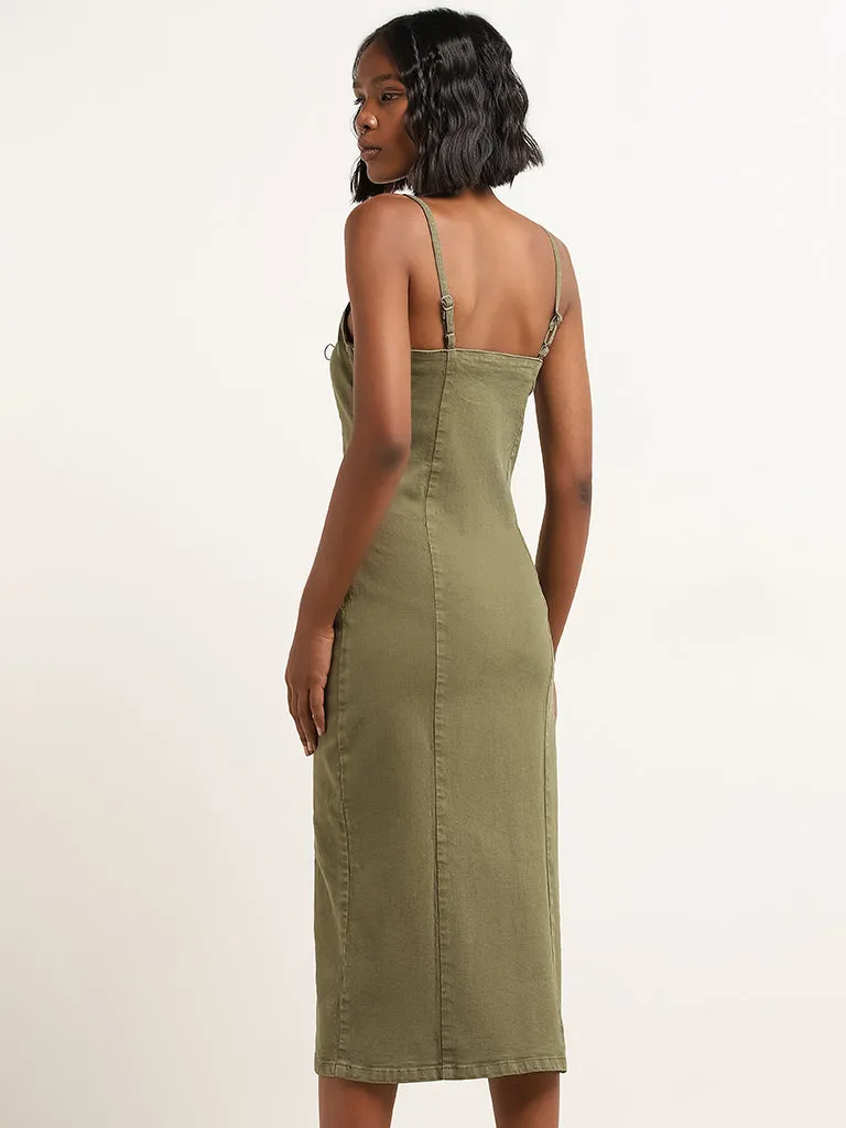 Nuon Olive Bodycon Denim Dress