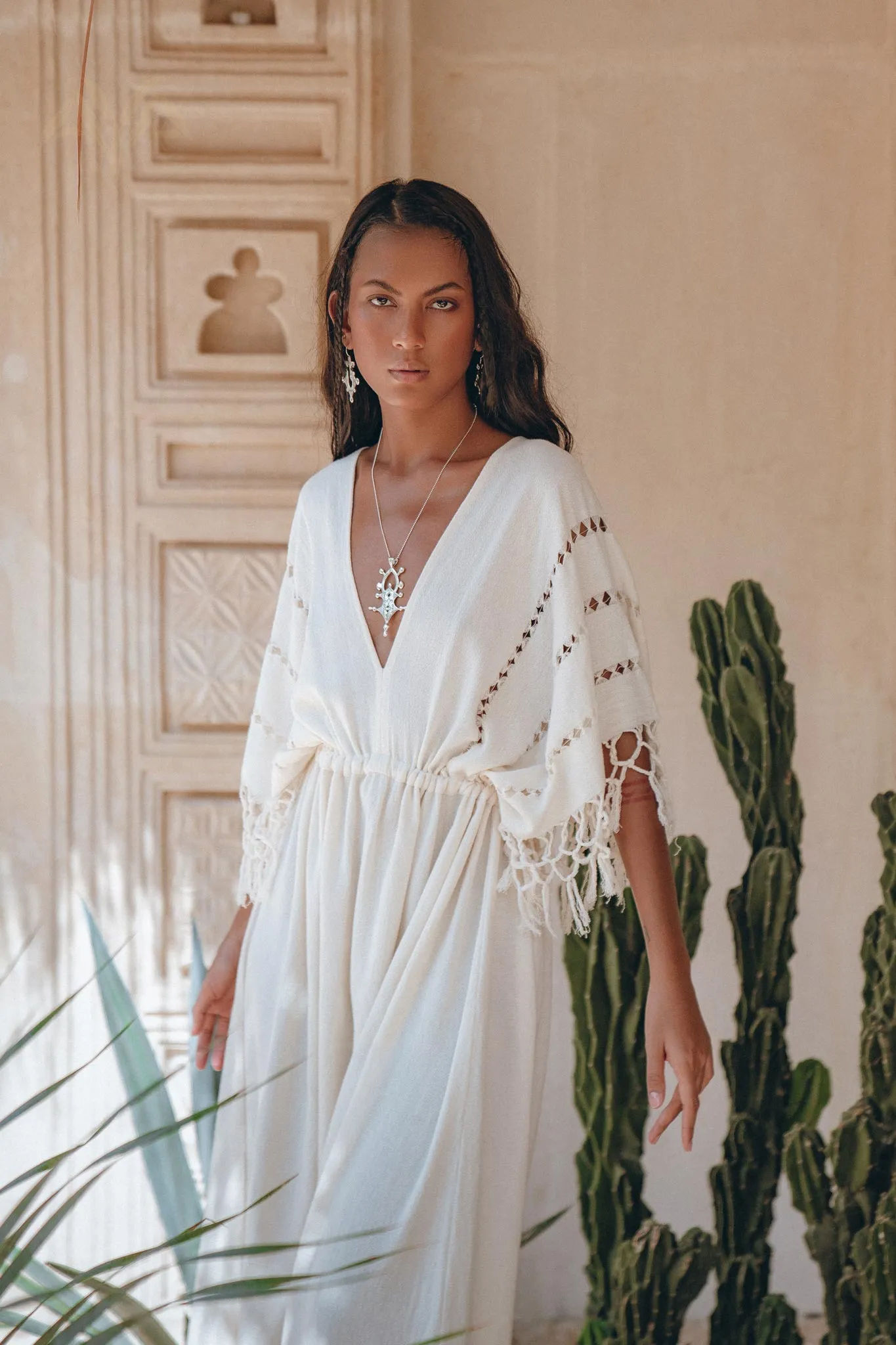 Off-White Boho Dress • Boho Goddess Dress • Maxi Bridesmaid Dress