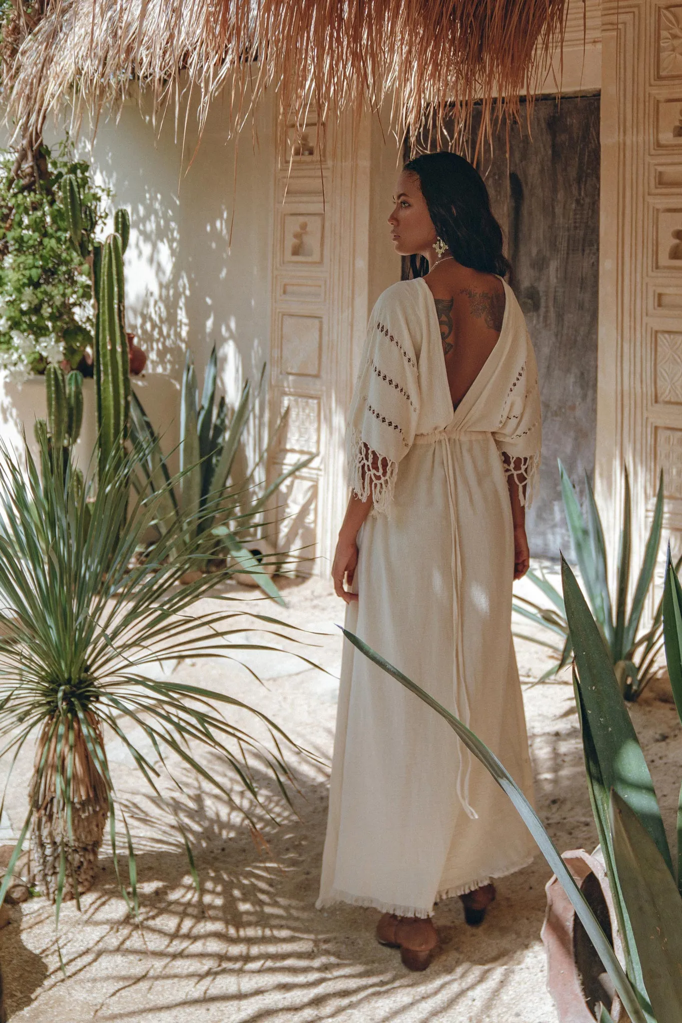 Off-White Boho Dress • Boho Goddess Dress • Maxi Bridesmaid Dress