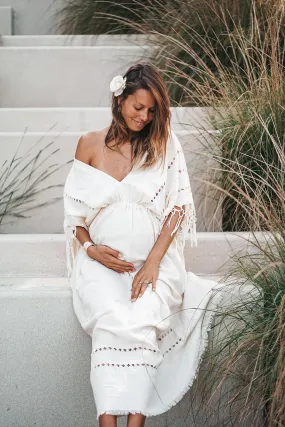 Off-White Boho Dress • Boho Goddess Dress • Maxi Bridesmaid Dress