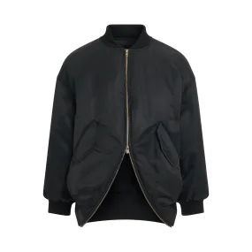 Padded Two-way Zipper Bomber Jacket in Black