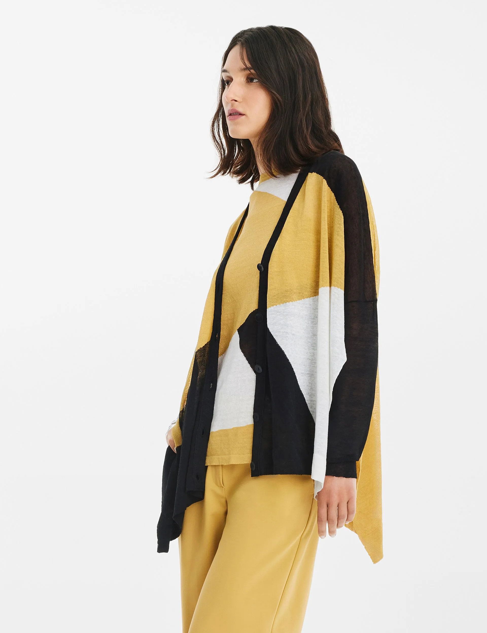 Patchwork Cardigan - Mustard