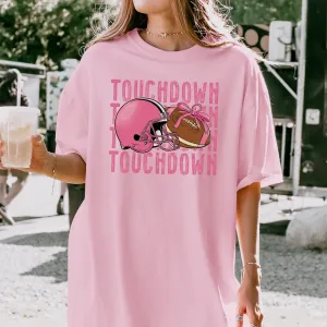 Pink Preppy Football Touchdown Shirt Comfort Colors