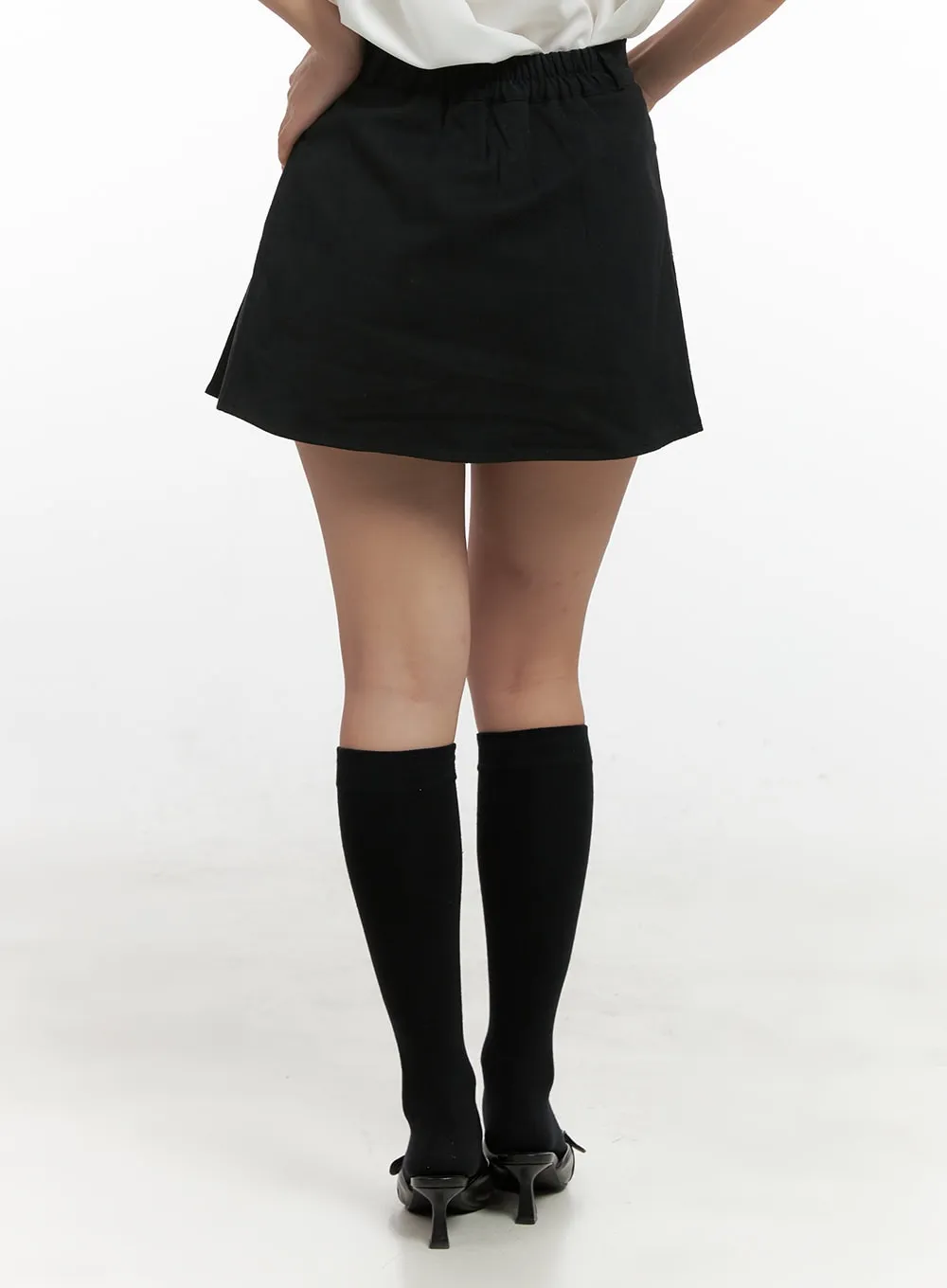 Pleated Cotton Mini Skirt CN415