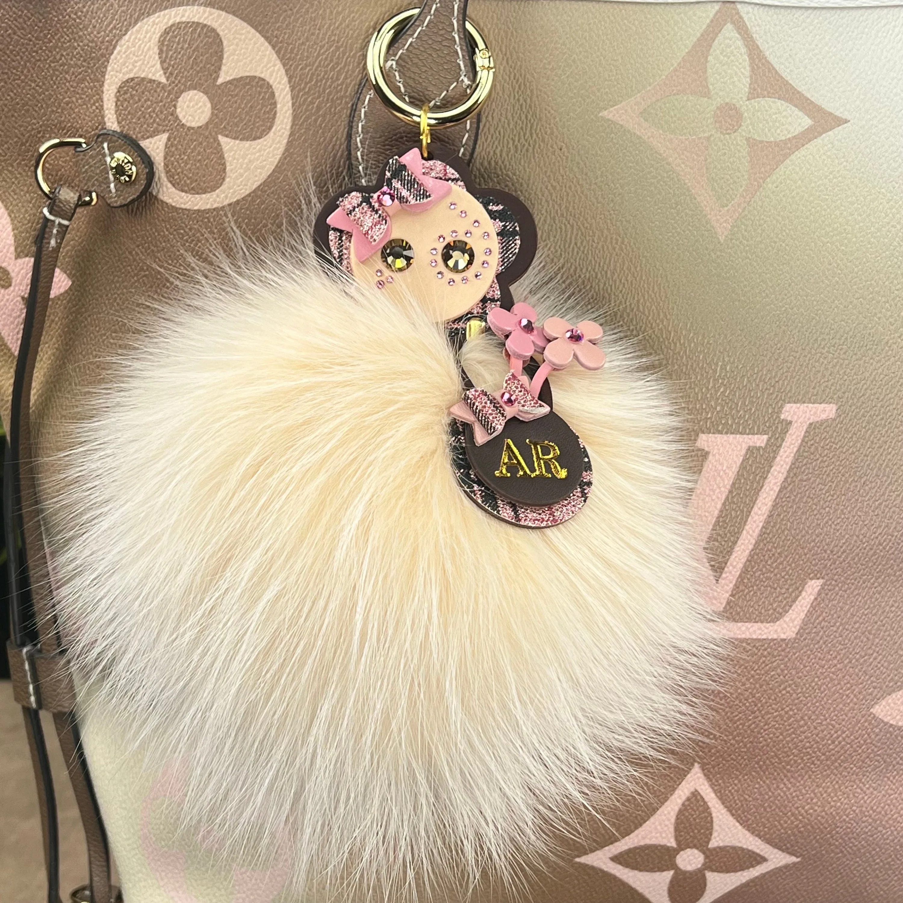 Pom Pom Cream Colored Handmade Custom Personalized Charm