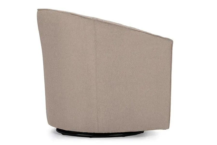 Porter Beige Fabric Upholstered Swivel Tub Chair