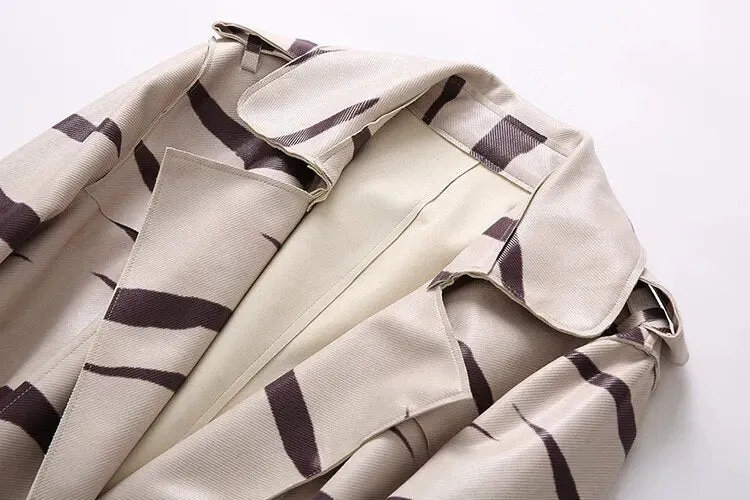 Pre Order:  Stripes Turn-down Collar Coat