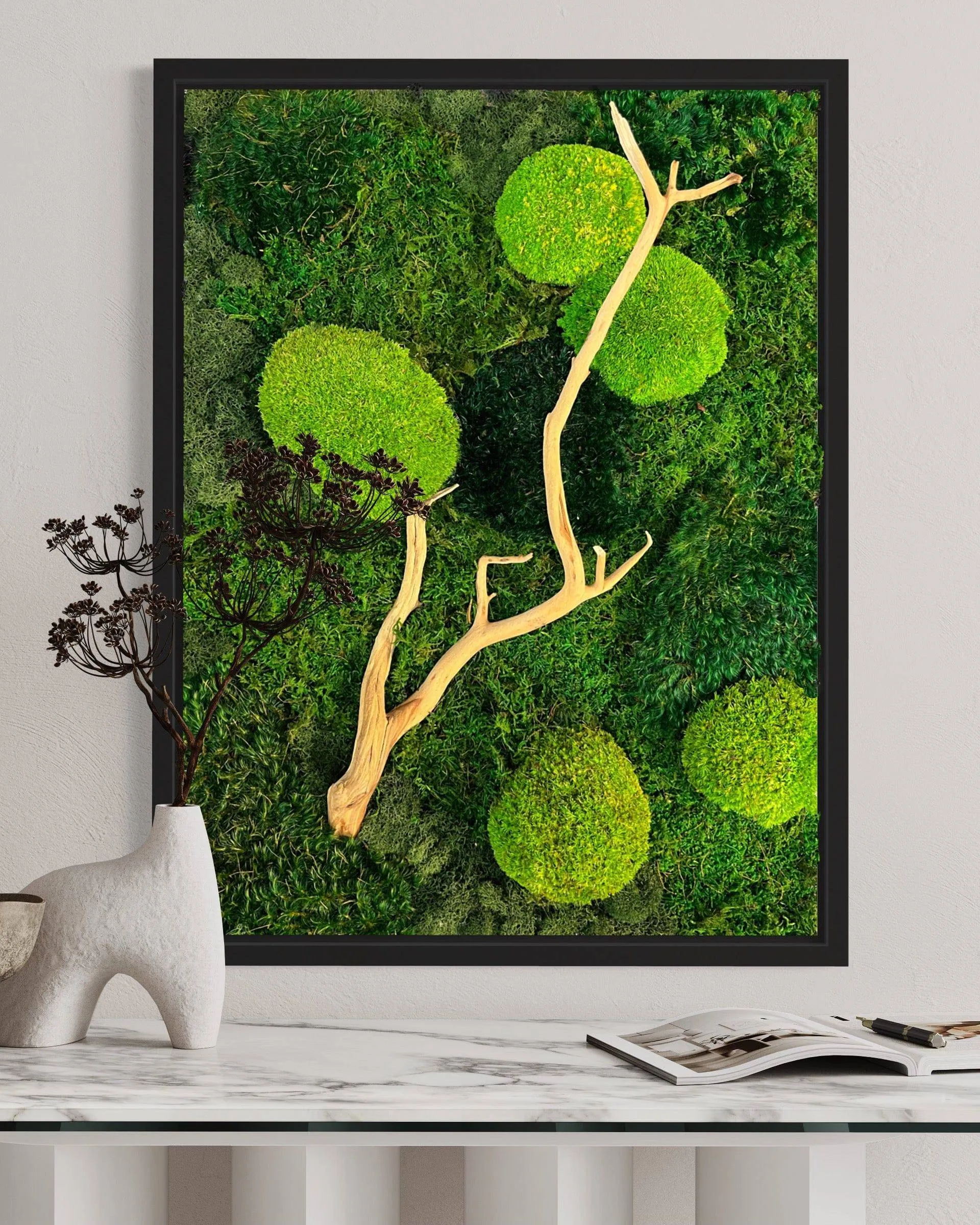 Preserved Pincushion Moss Wall Art