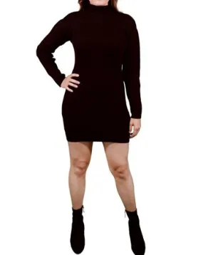 Puff Sleeve Sweater Dress in Black