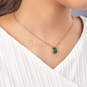 Radiant Green Emerald Pendant Necklace