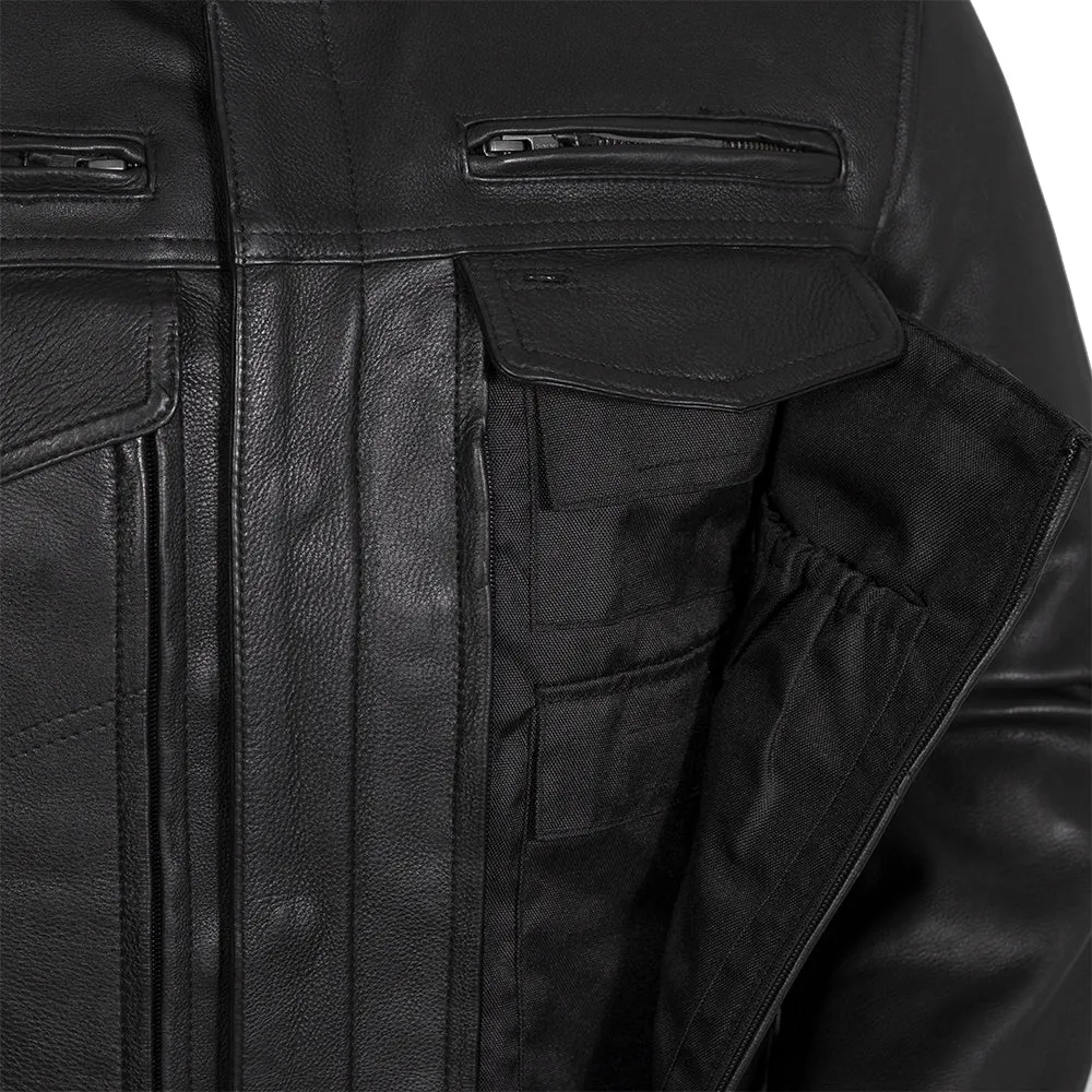 Raider Men's Motorcycle Leather Jacket - Black