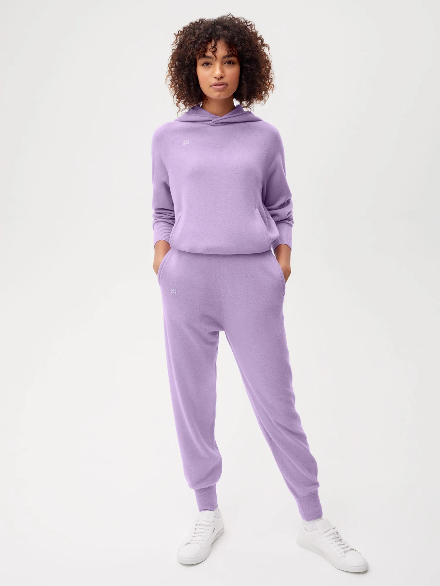 Recycled Cashmere Track Pants—orchid purple