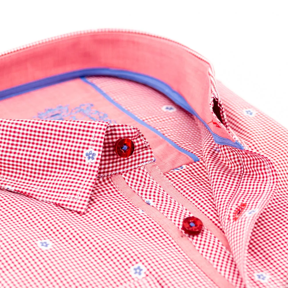 Red Fill Coupe Shirt With Solid Trim