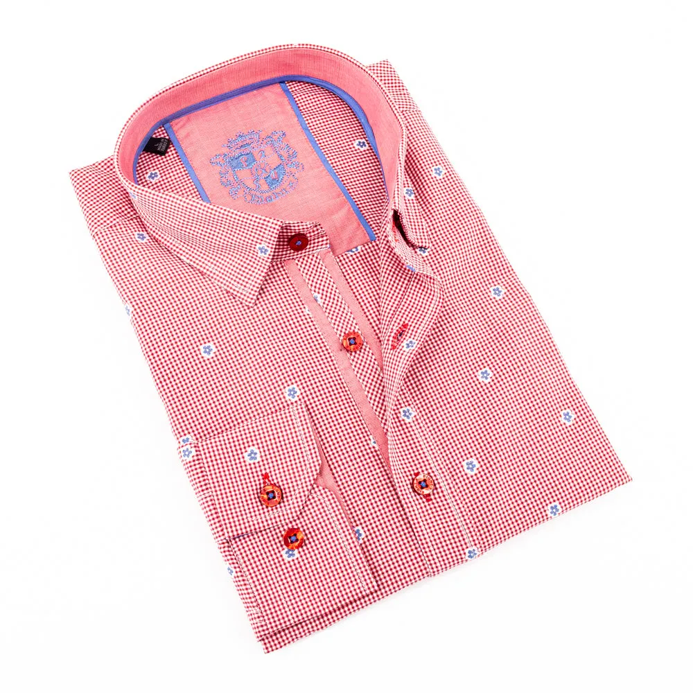 Red Fill Coupe Shirt With Solid Trim