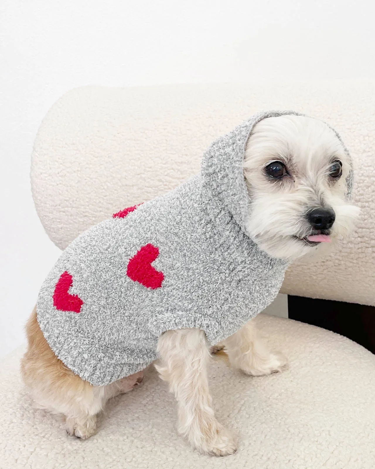 Red Hearts Fuzzy Pet Sweater